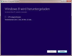 Windows 8 wird heruntergeladen